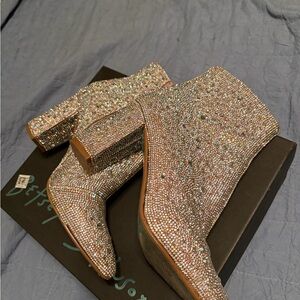 Betsey Johnson Glittering Silver Heeled Boots